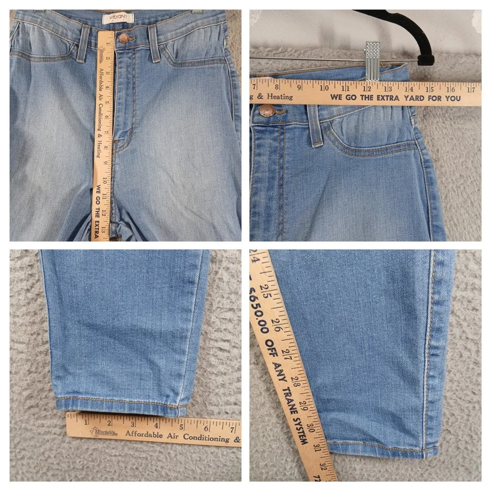 Vibrant M.I.U. Skinny High-Rise Light Wash Destroyed‎ Denim Jeans Size 15 W31